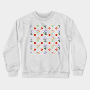 Blooming summer flowers seamless pattern Crewneck Sweatshirt